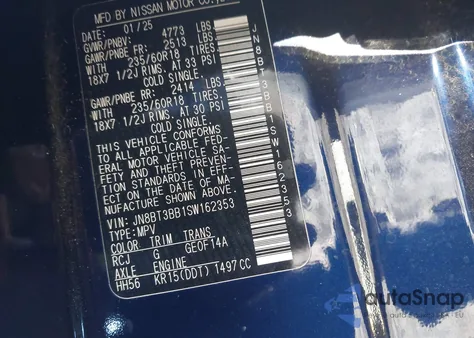 2025 Nissan Rogue Sv Intelligent Awd из США, поврежденный, VIN JN8BT3BB1SW162353